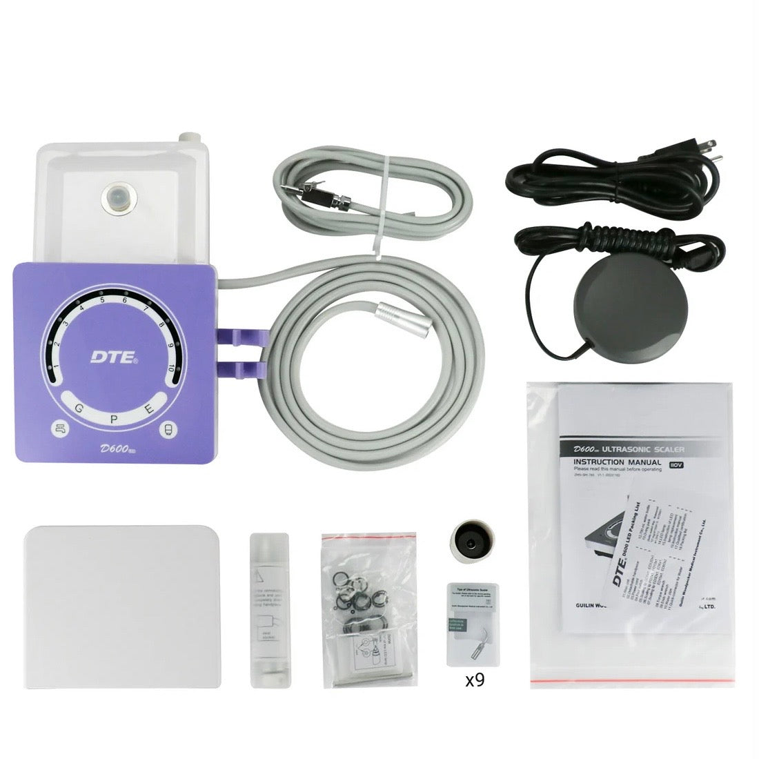 Escalador Ultrasónico Dental Woodpecker DTE D600 LED – 9 Puntas + Auto Suministro de Agua